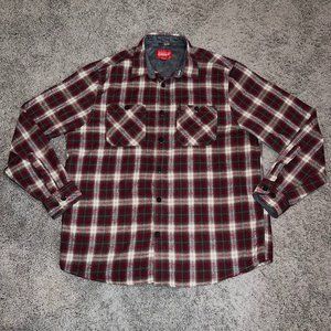 COLEMAN Outdoors Red Tan Plaid Flannel Shirt Size XL Button Up Long Sleeve